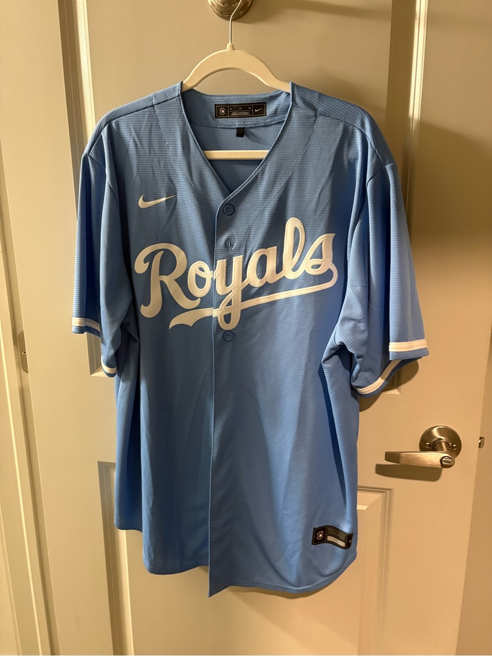 Nike Royals Light Blue and White Baseball Jersey